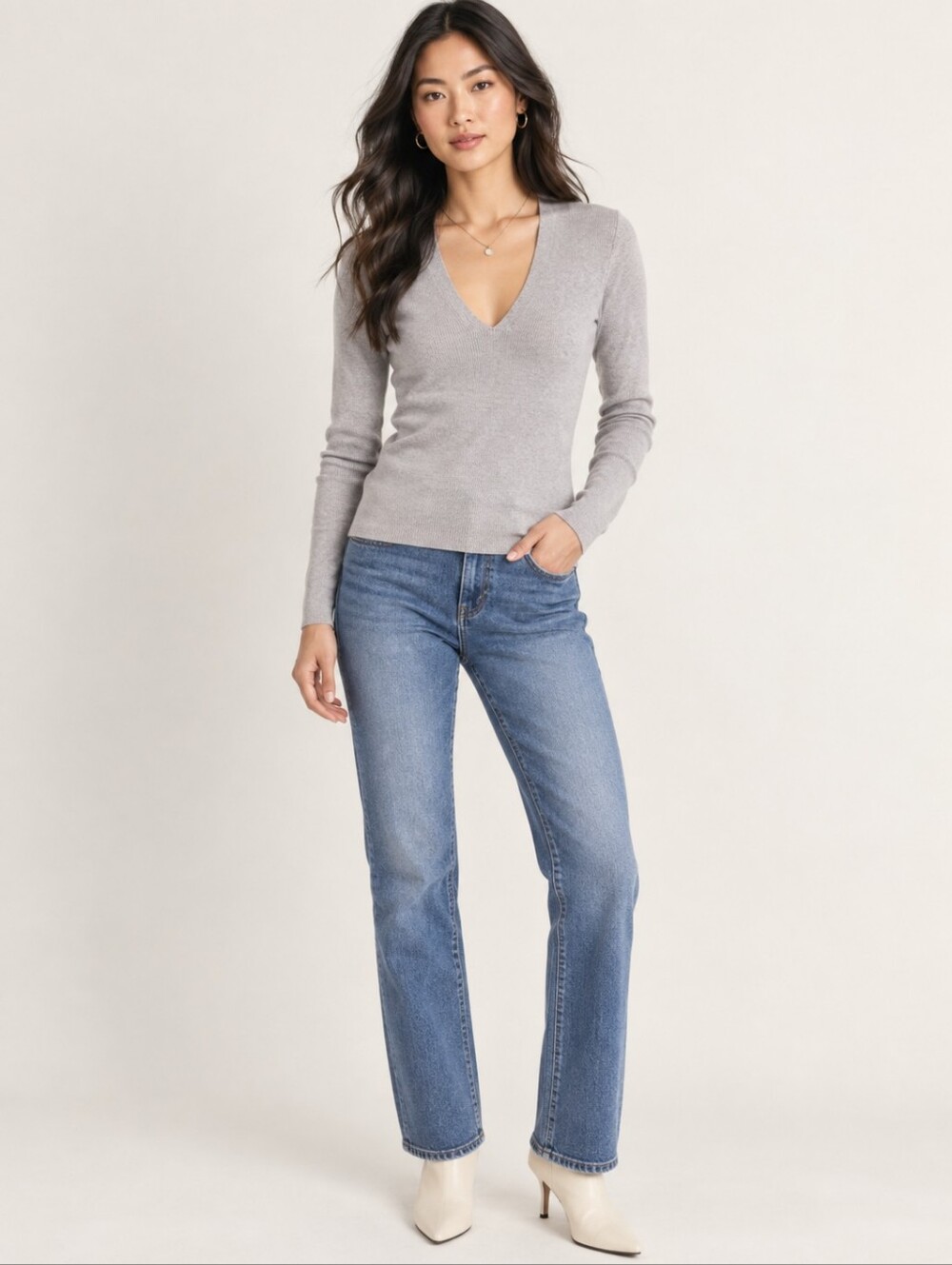 ❤️ EXPRESS V-NECK SUPER SOFT FITTED SWEATER TOP, XS